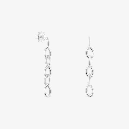 Brincos compridos Bent em prata