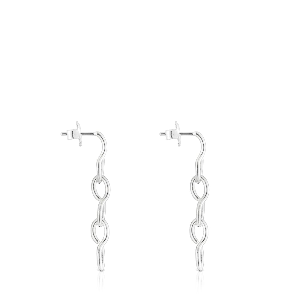 Long silver Bent Earrings image number 1