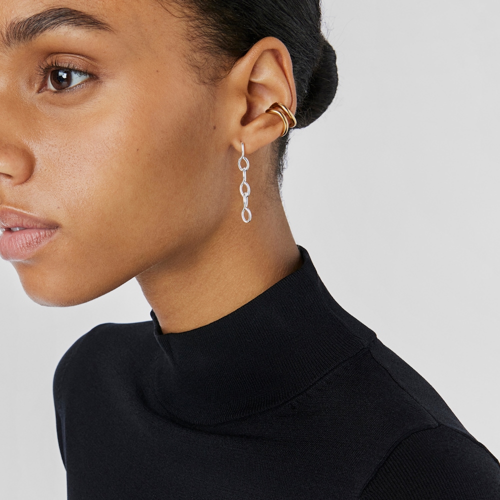 Long silver Bent Earrings image number 5