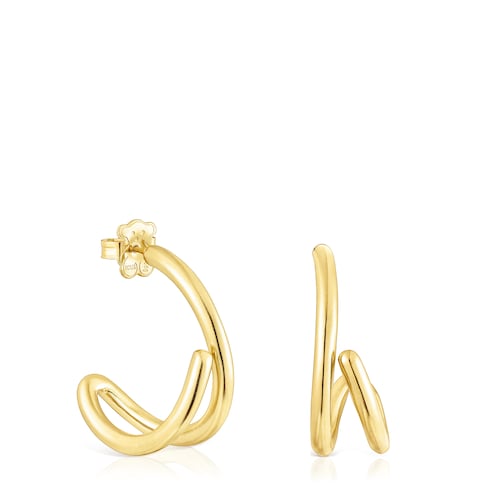 Pendientes aro con baño de oro 18 kt sobre plata Bent