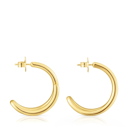 Pendientes aro con baño de oro 18 kt sobre plata Bent