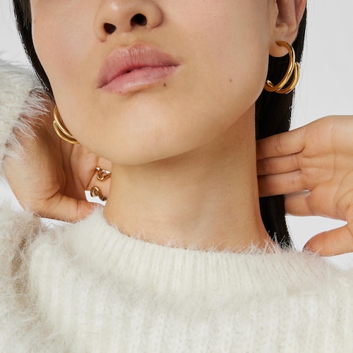 Pendientes aro con baño de oro 18 kt sobre plata Bent