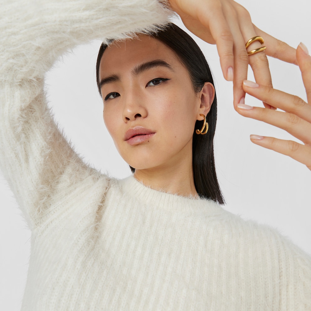 Silver Vermeil Bent Hoop earrings image number 4