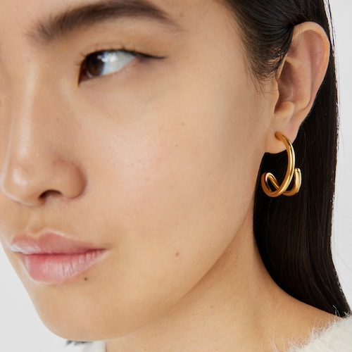 Pendientes aro con baño de oro 18 kt sobre plata Bent