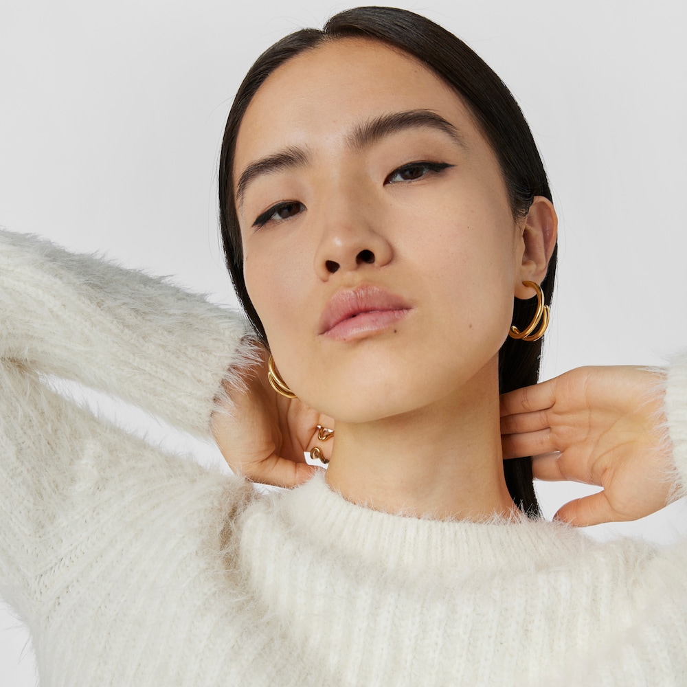 Silver Vermeil Bent Hoop earrings image number 6
