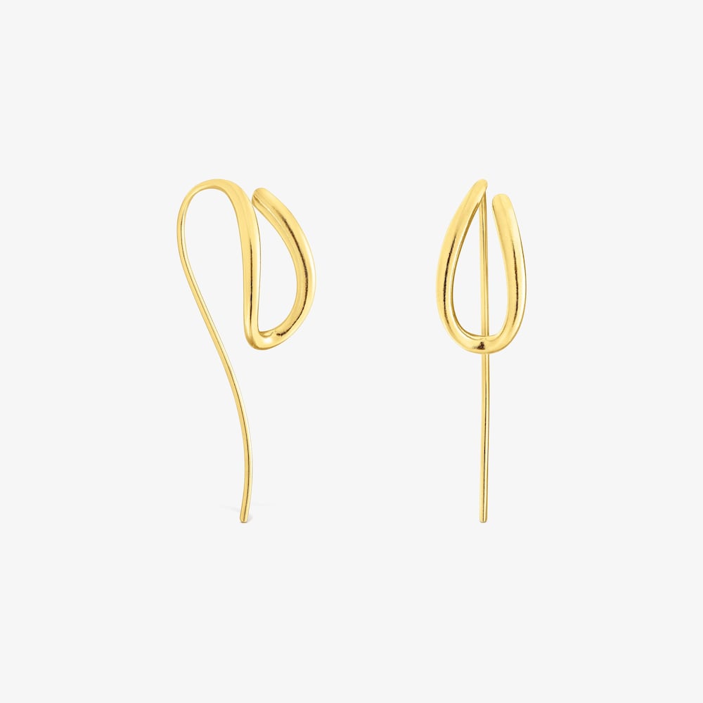 Aretes con ba&ntilde;o de oro 18 kt sobre plata Bent