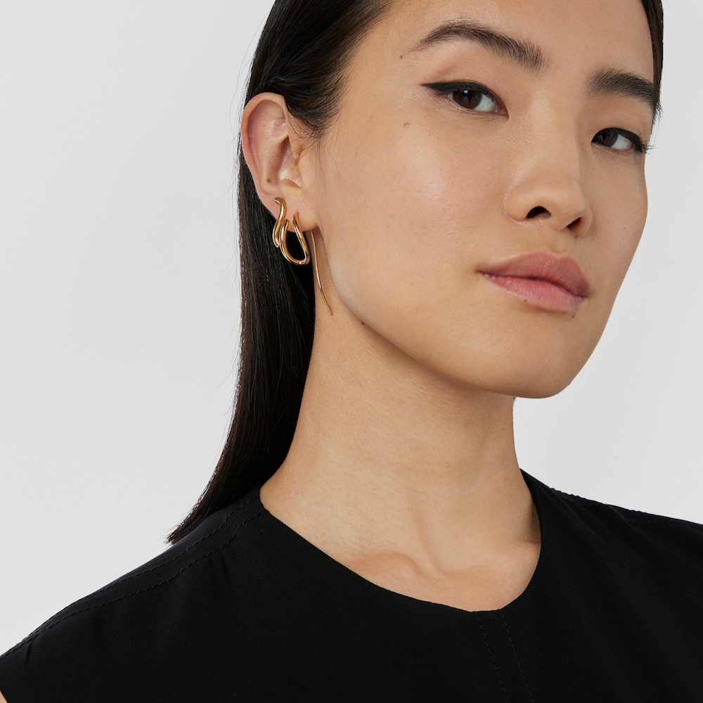 Aretes con ba&ntilde;o de oro 18 kt sobre plata Bent