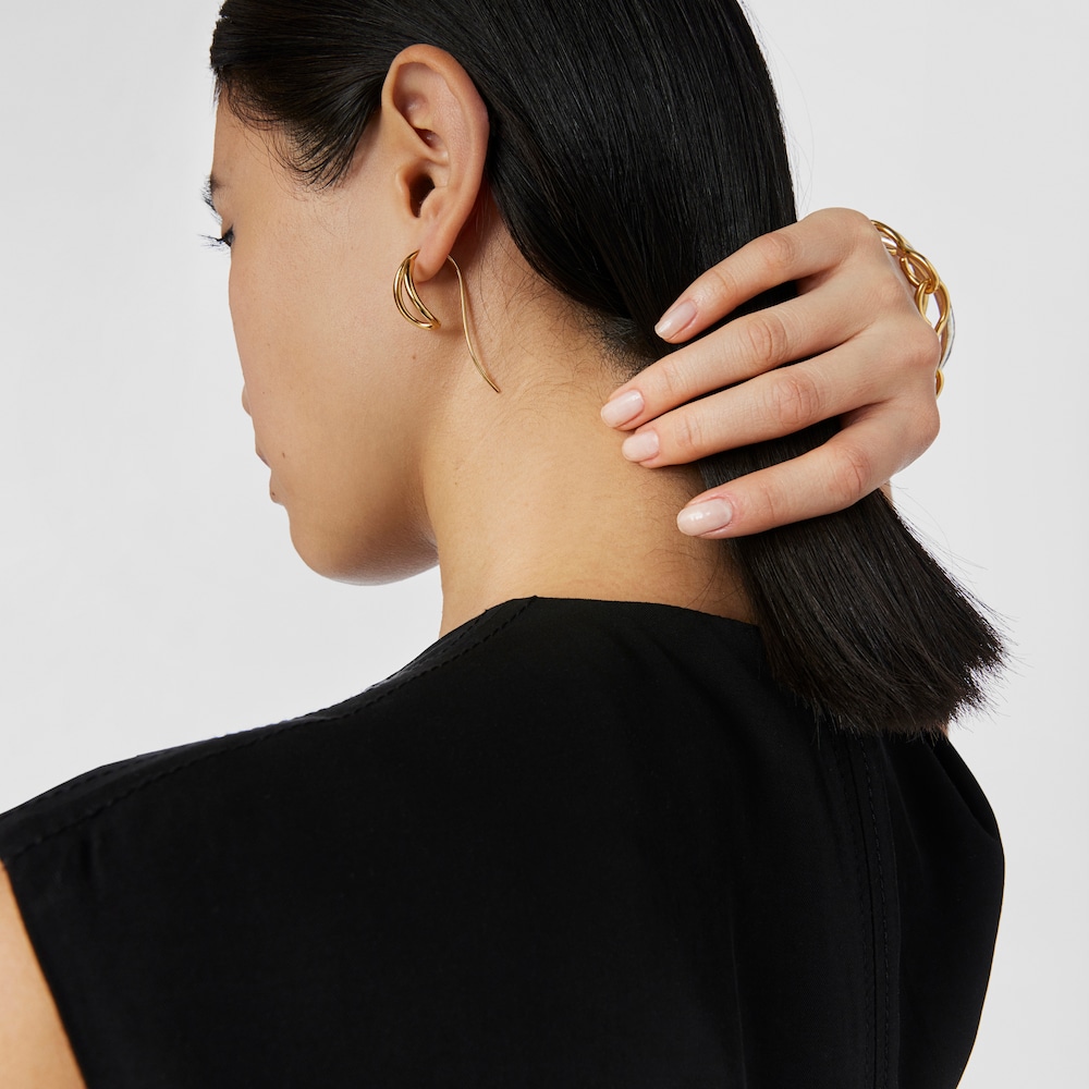 Aretes con ba&ntilde;o de oro 18 kt sobre plata Bent