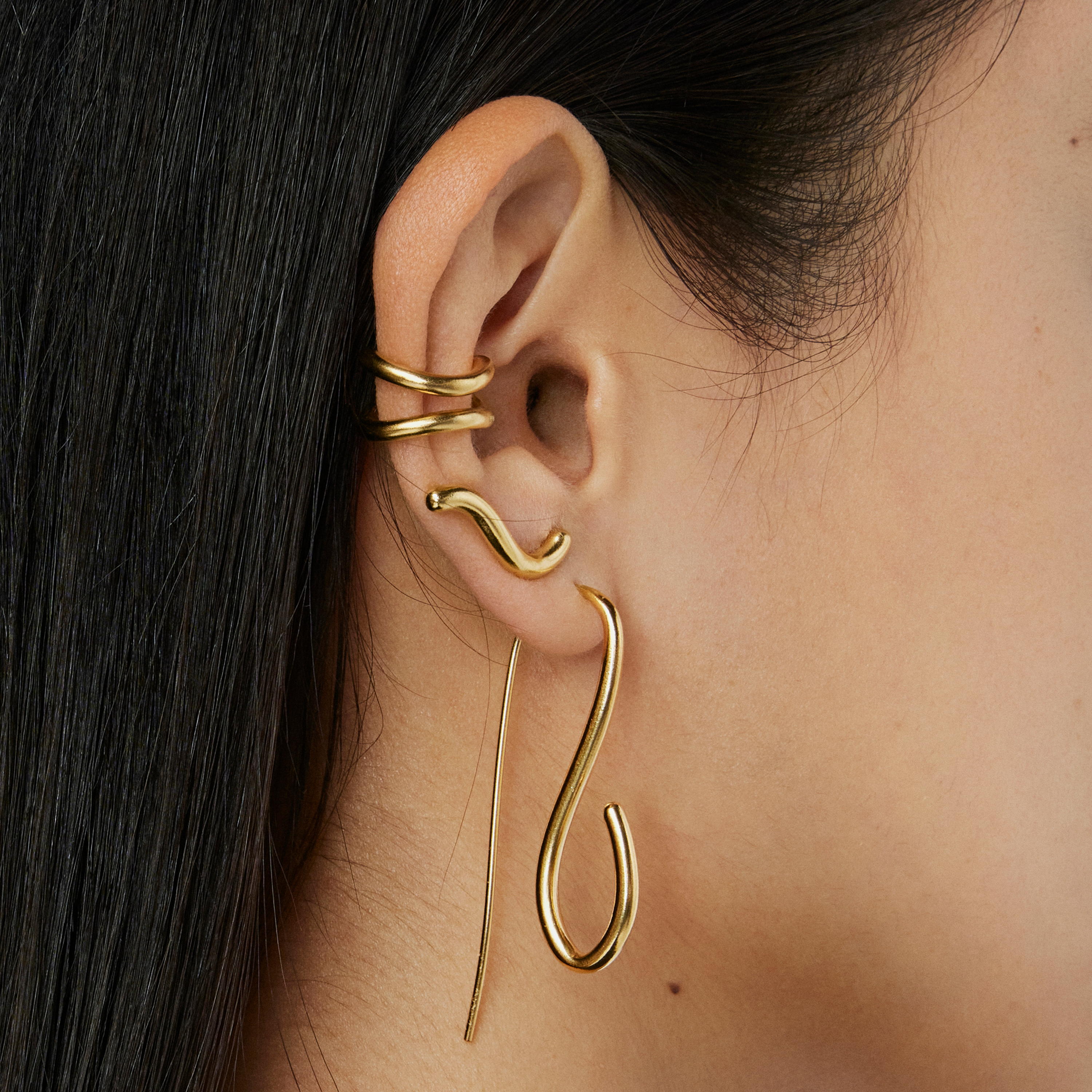 Long silver vermeil Bent Earrings