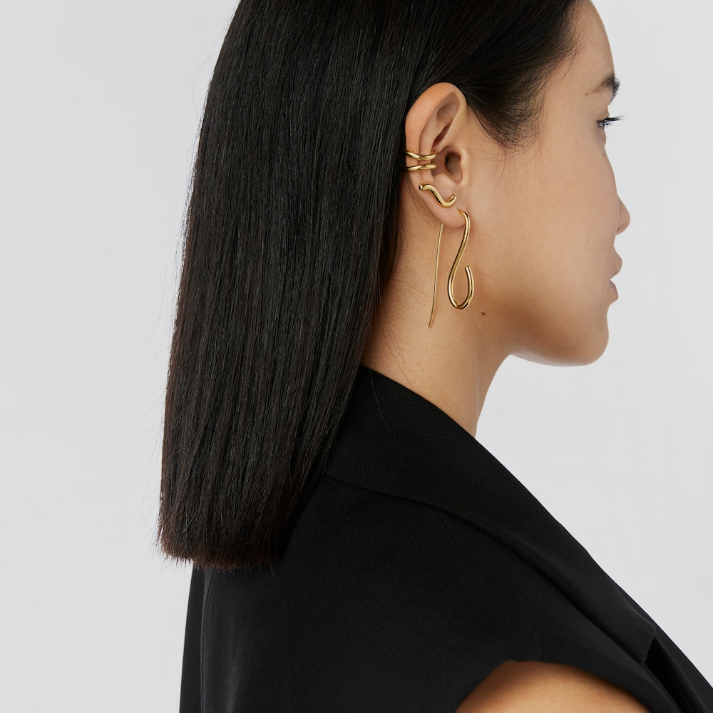 Long silver vermeil Bent Earrings image number 4