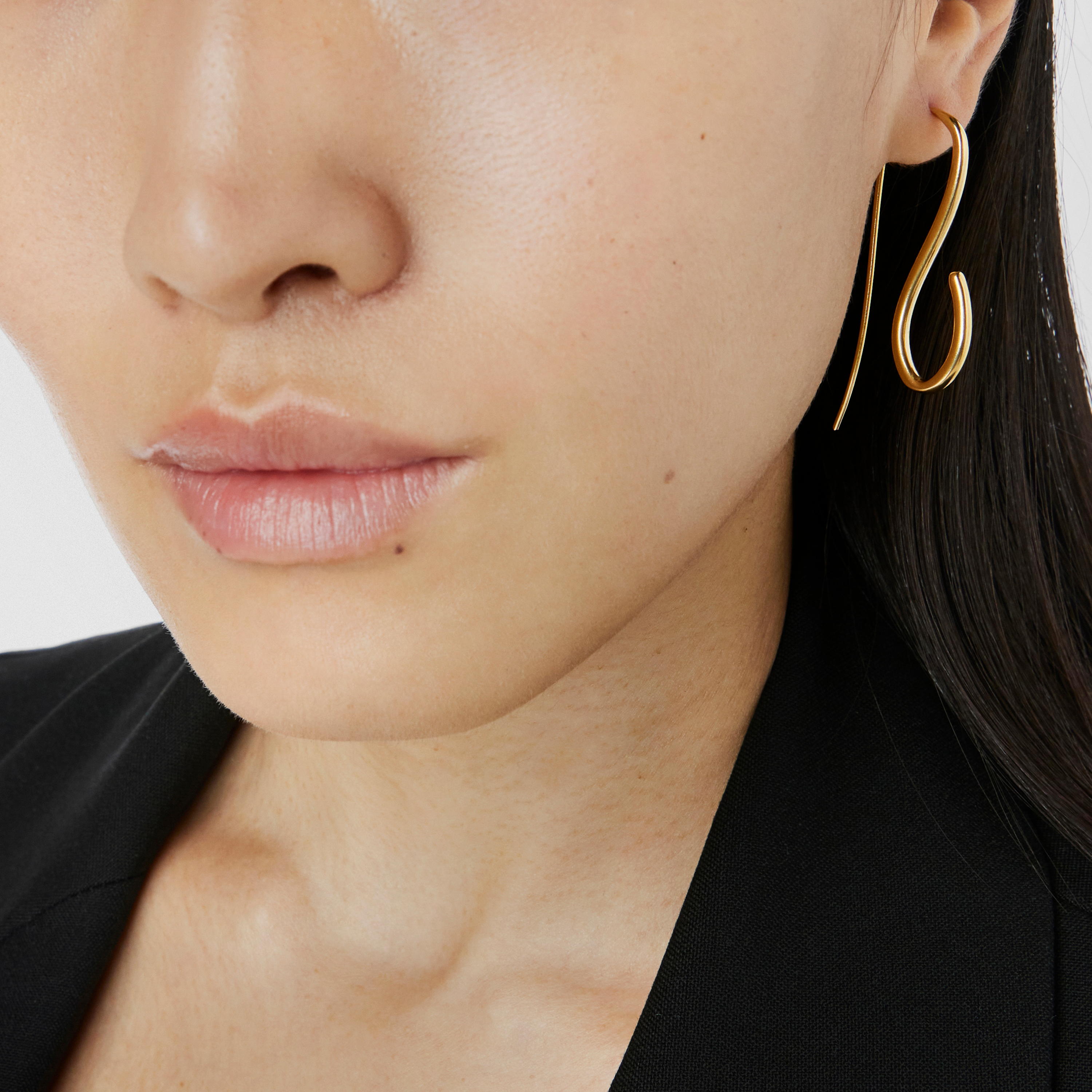 Long silver vermeil Bent Earrings