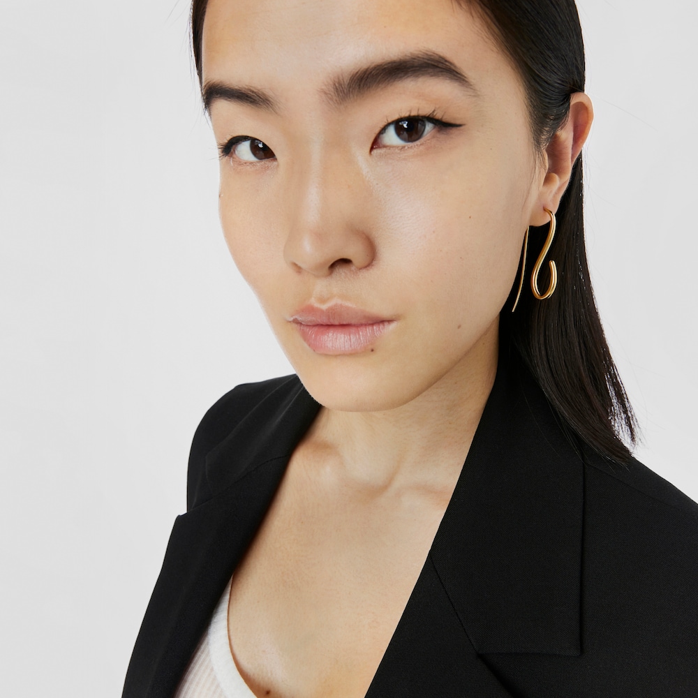Long silver vermeil Bent Earrings image number 6