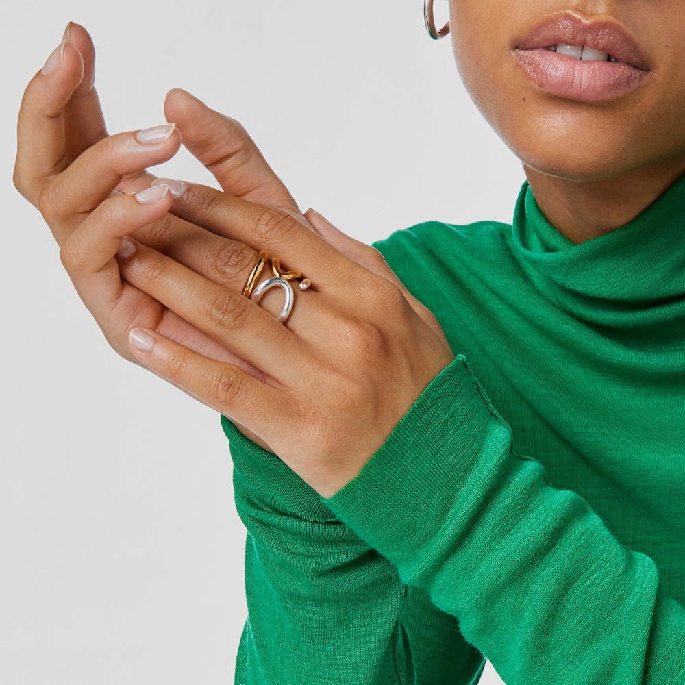 Silver Bent Open ring