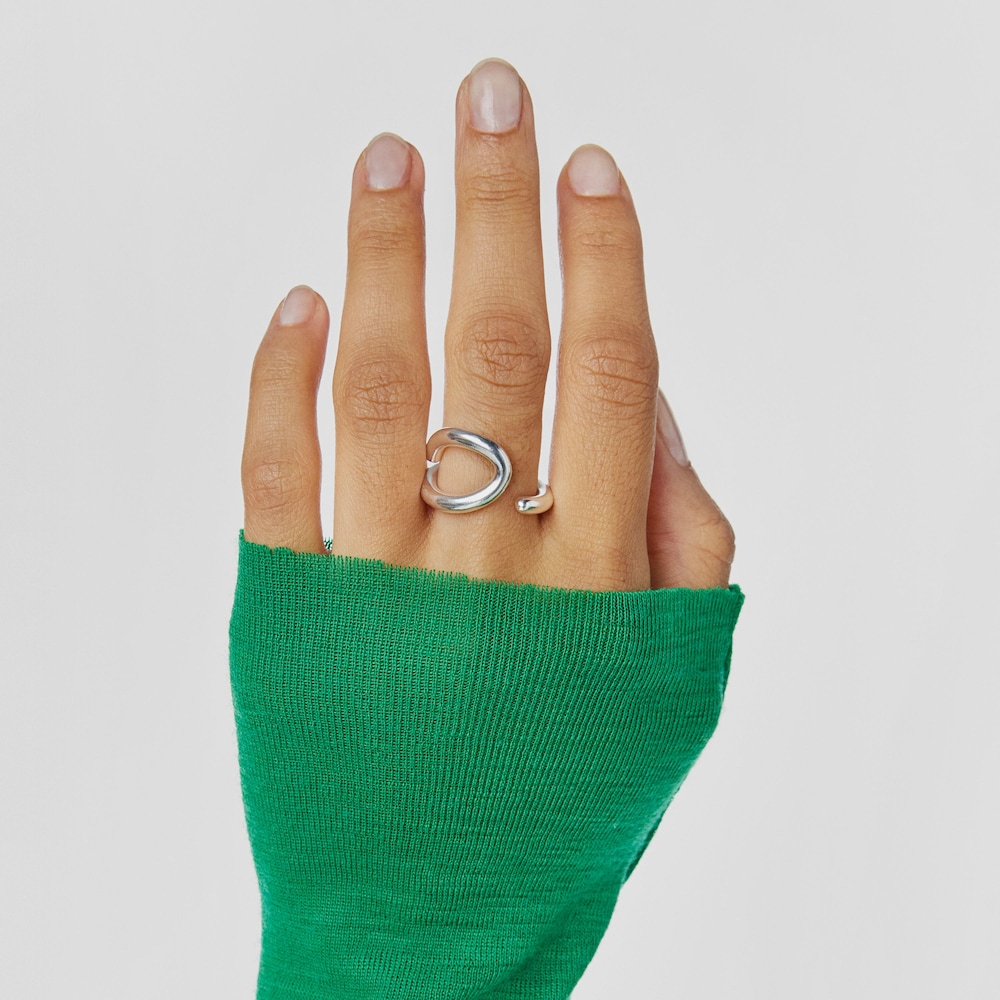 Silver Bent Open ring