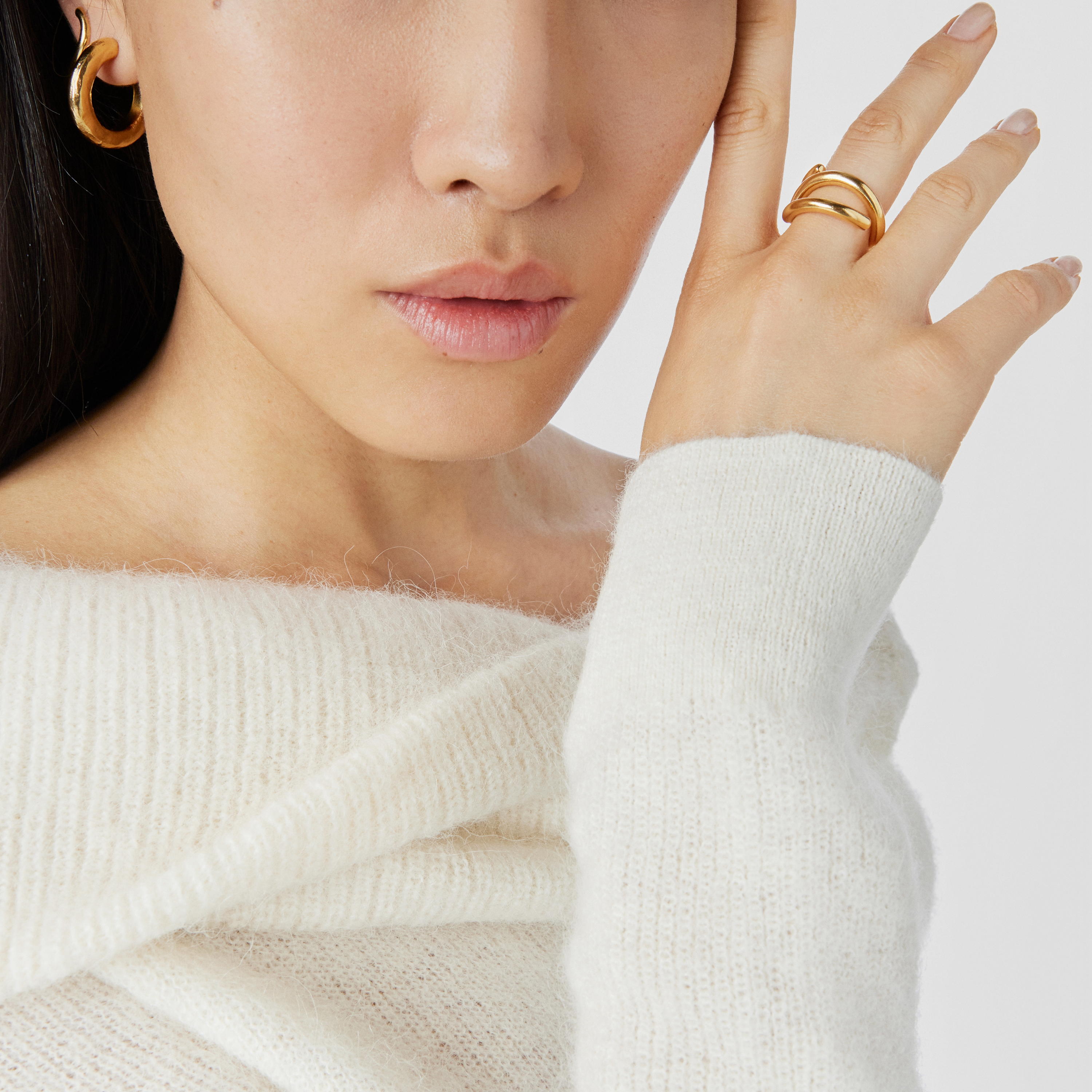 Silver vermeil Bent Open ring