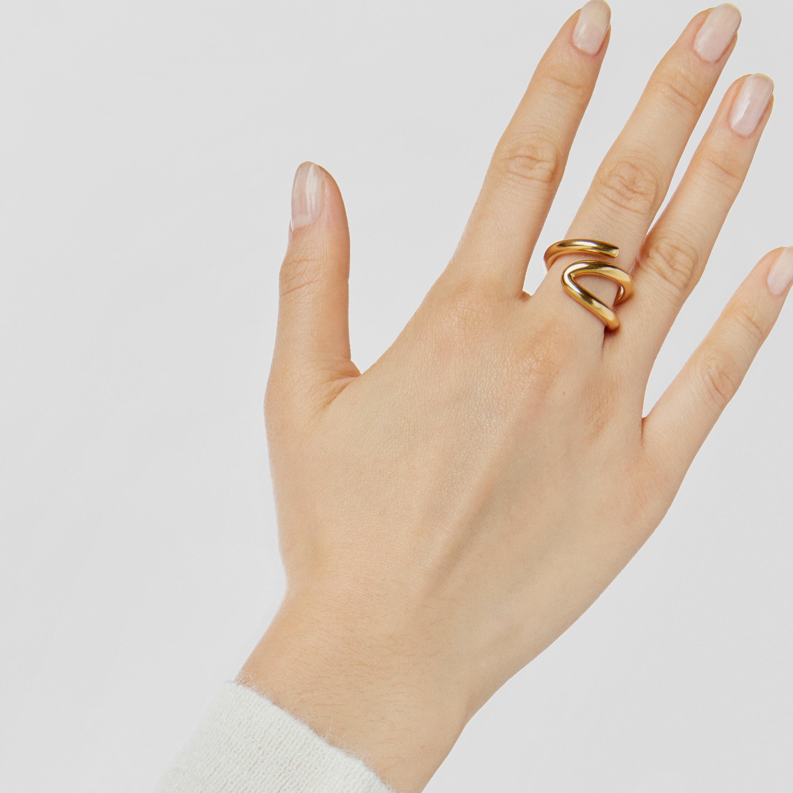 Silver vermeil Bent Open ring
