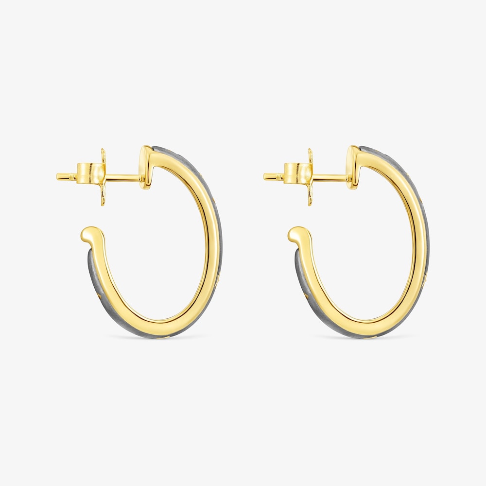 Pendientes de aro con ba&ntilde;o de oro 18 kt sobre plata y dark silver Twiling