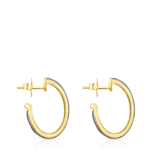 Silver vermeil and dark silver Twiling Hoop earrings