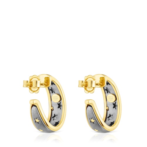 Silver vermeil and dark silver Twiling Hoop earrings
