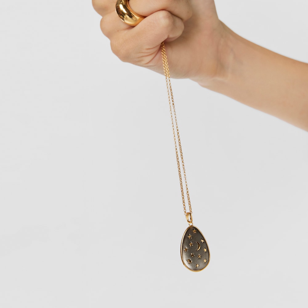 Pingente de 27&nbsp;mm Twiling em prata vermeil e dark silver