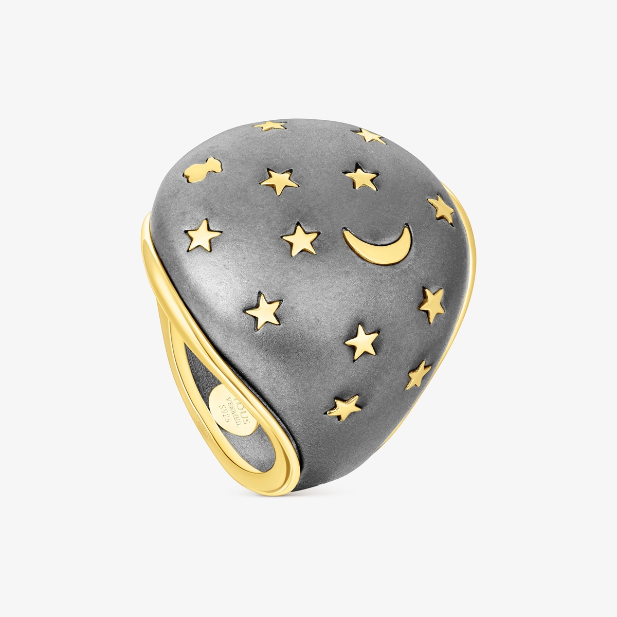 Tous - Anillo Abombado De Plata Vermeil Y Dark Silver Twiling Talla 12