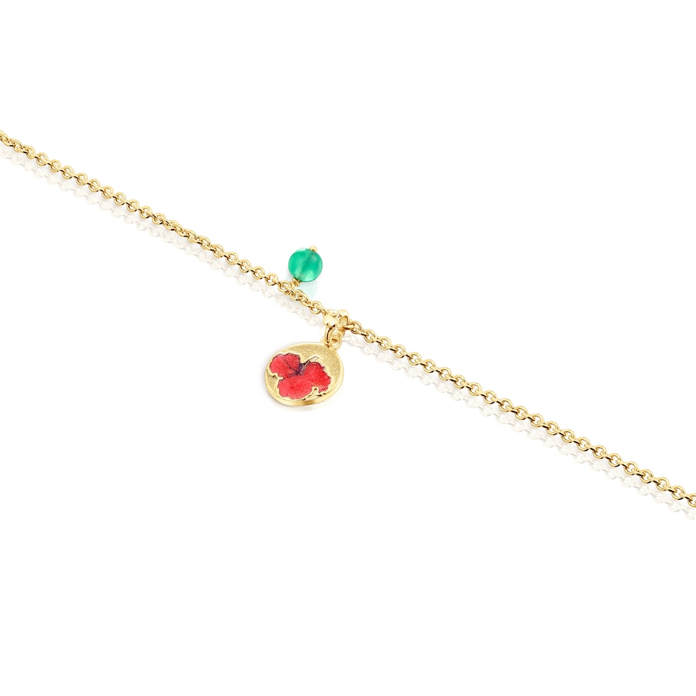Pulsera con baño de oro 18 kt sobre plata y calcedonia y flor Maga image number 2