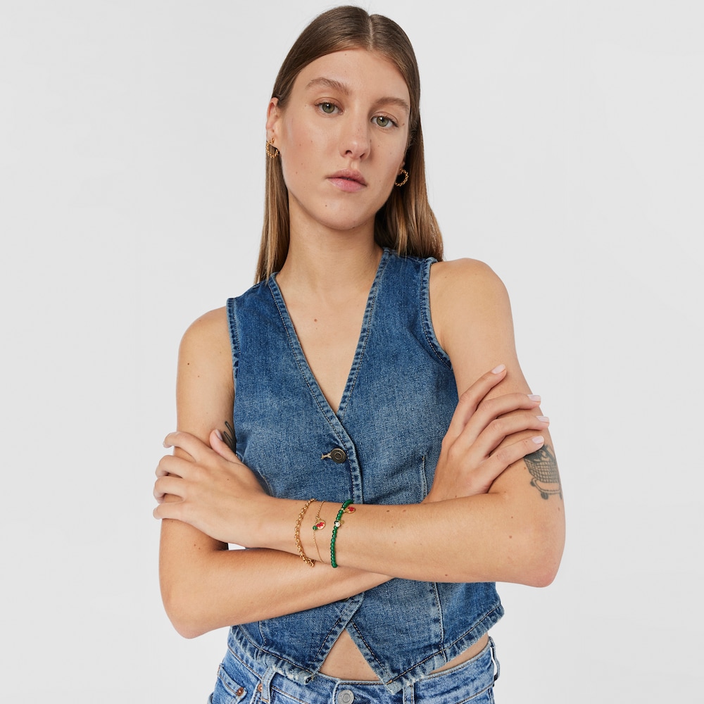 Silver vermeil Maga Bracelet with chalcedony and flower