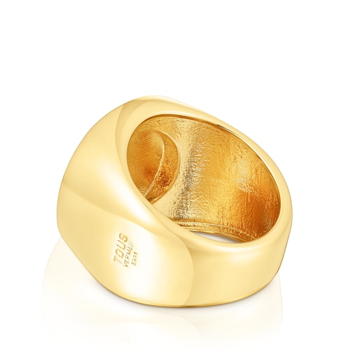 Silver vermeil Maga Signet ring with flower