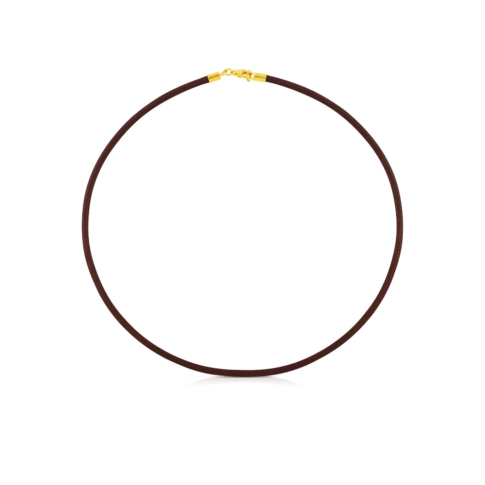 42&nbsp;cm brown 3&nbsp;mm Leather TOUS Chokers Choker with 18K Solid Gold Clasp.