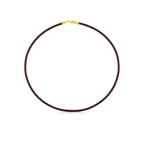 42&nbsp;cm brown 3&nbsp;mm Leather TOUS Chokers Choker with 18K Solid Gold Clasp.