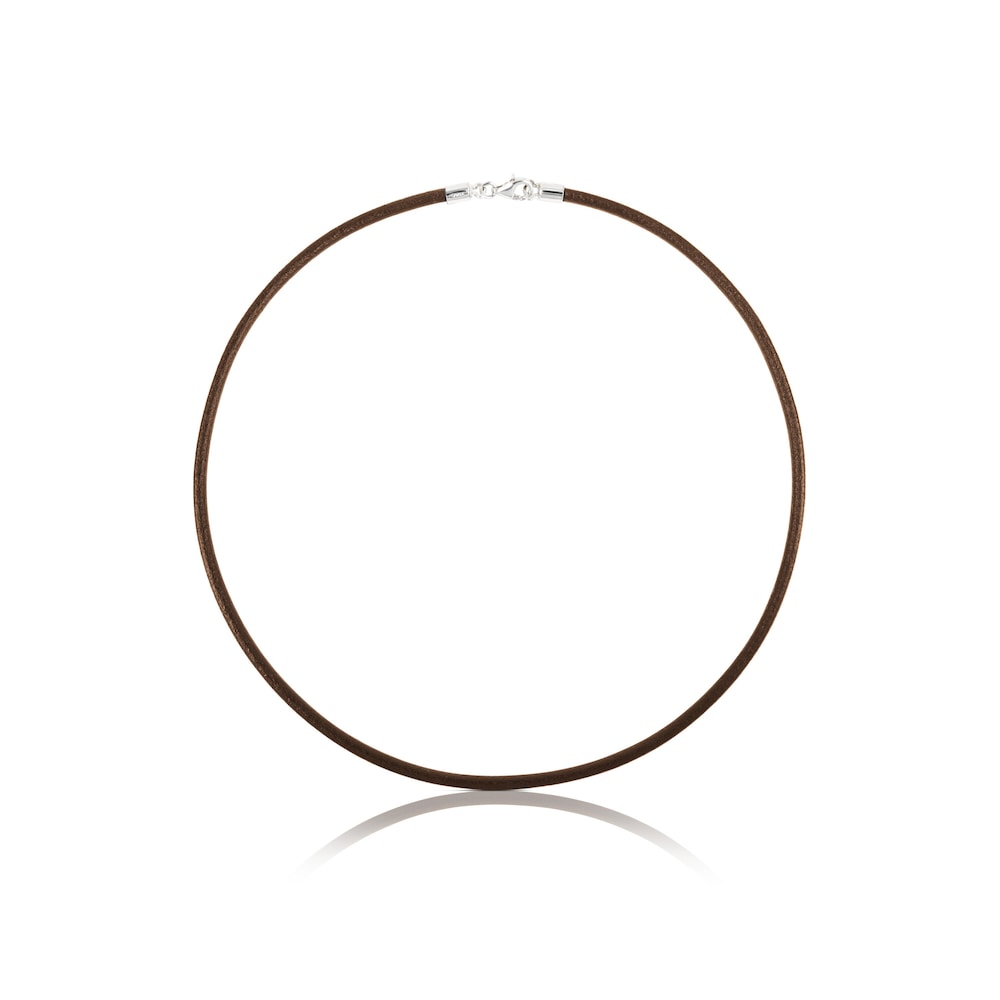 Gargantilla de cuero marr&oacute;n de 3 mm y cierre de plata Chokers