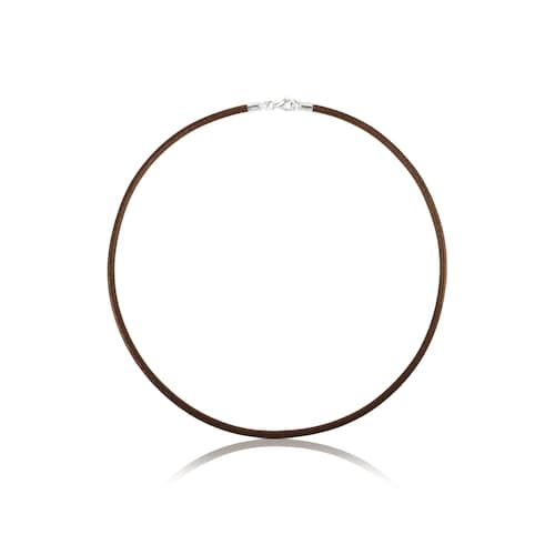 Gargantilla de cuero marr&oacute;n de 3 mm y cierre de plata Chokers