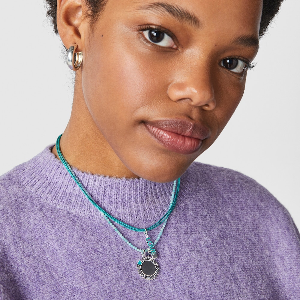 Collar doble de nylon turquesa TOUS Nylon Basics