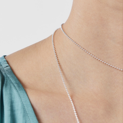 Collaret llarg de plata amb boles, 90 cm Chain