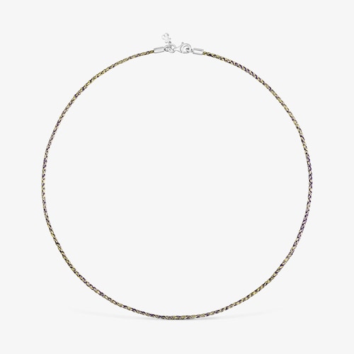 Collar de hilo trenzado amarillo y lila con cierre de plata Effecttous