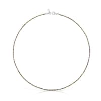 Collar de hilo trenzado amarillo y lila con cierre de plata Effecttous