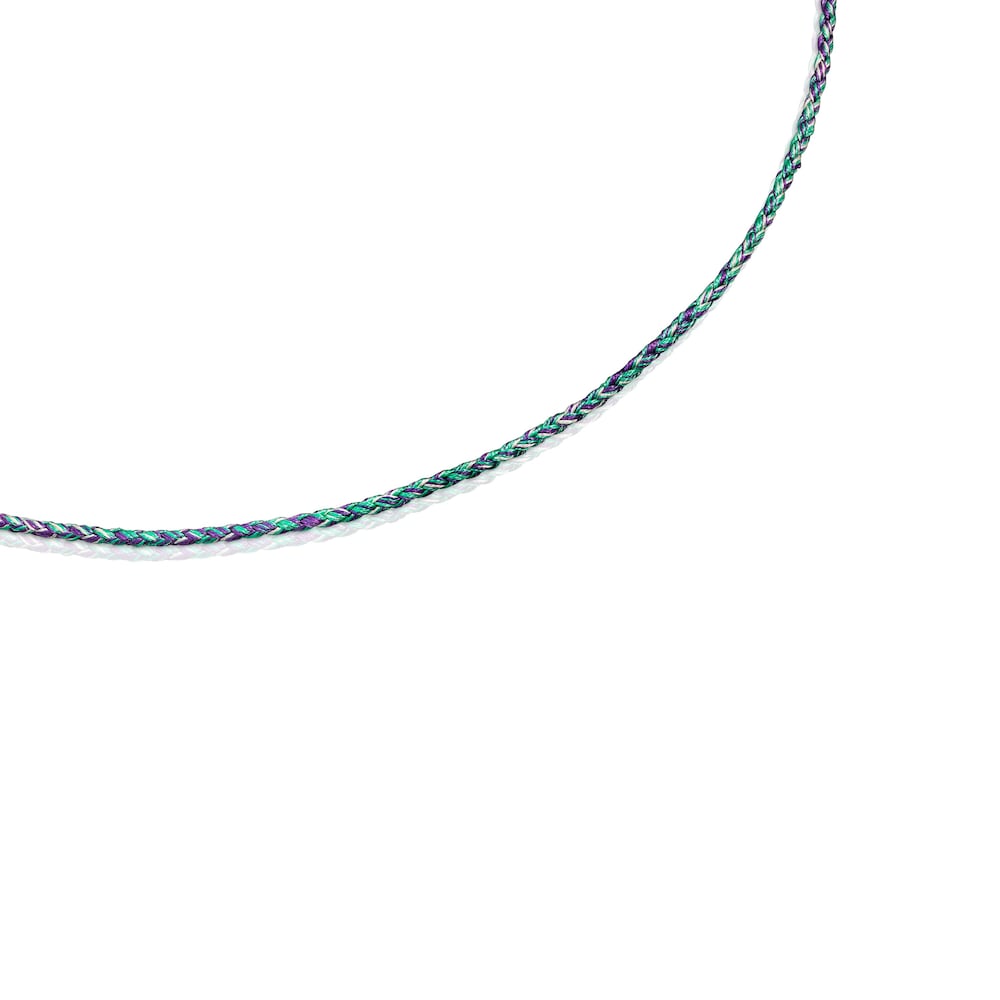 Green and blue braided thread Necklace with silver clasp Efecttous image number 1