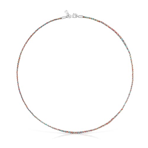 Collar de hilo trenzado multicolor con cierre de plata Effecttous
