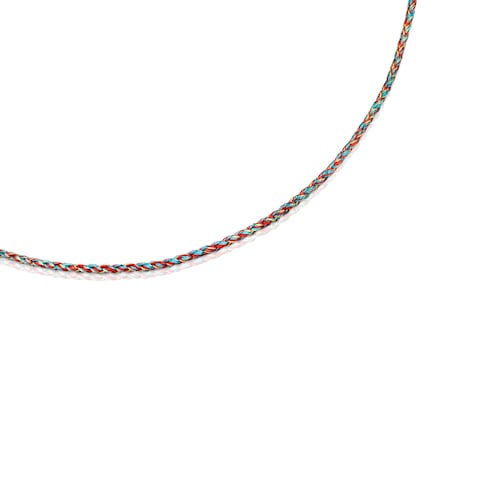 Collar de hilo trenzado multicolor con cierre de plata Effecttous