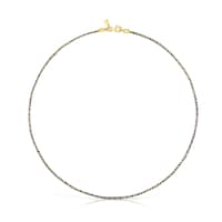 Collar de hilo trenzado amarillo y lila con cierre con baño de oro 18 kt sobre plata Effecttous