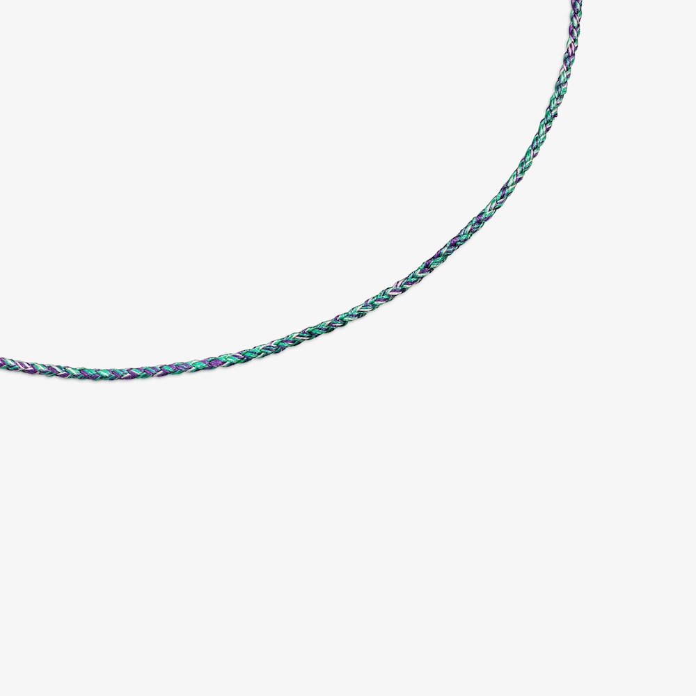 Collar de hilo trenzado azul y verde con cierre con ba&ntilde;o de oro 18 kt sobre plata Effecttous