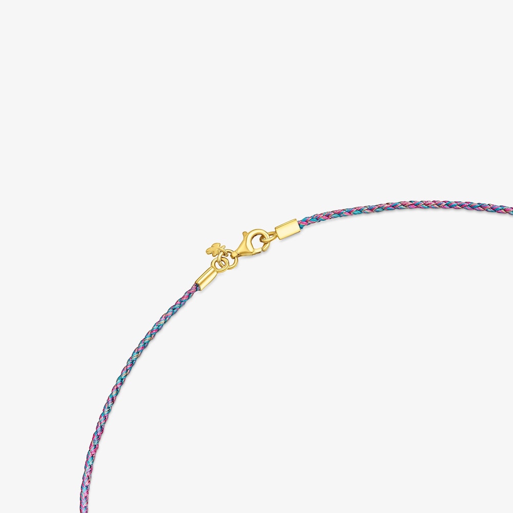 Collar de hilo trenzado rosa y azul con cierre con ba&ntilde;o de oro 18 kt sobre plata Effecttous