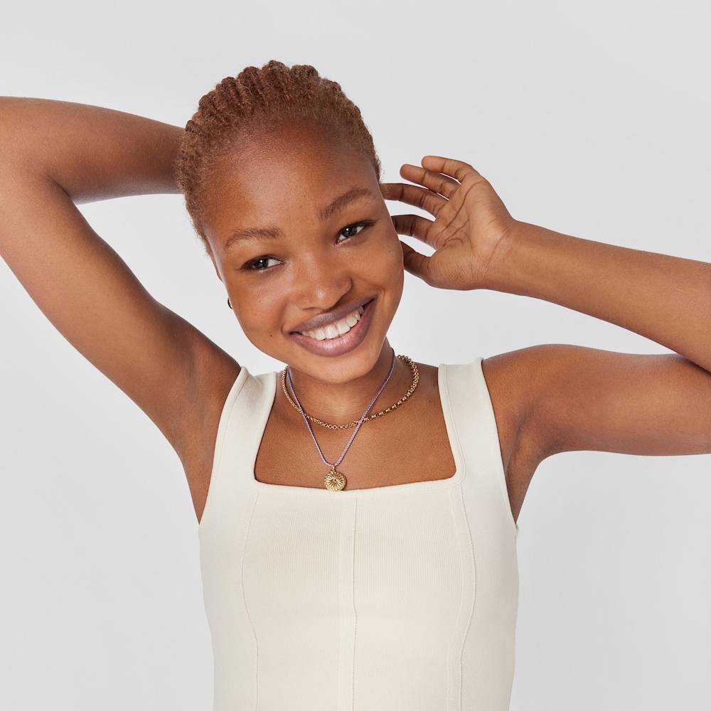 Collar de hilo trenzado rosa y azul con cierre con ba&ntilde;o de oro 18 kt sobre plata Effecttous