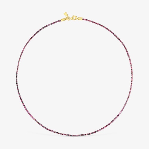 Pink and red braided thread Necklace with silver vermeil clasp Efecttous