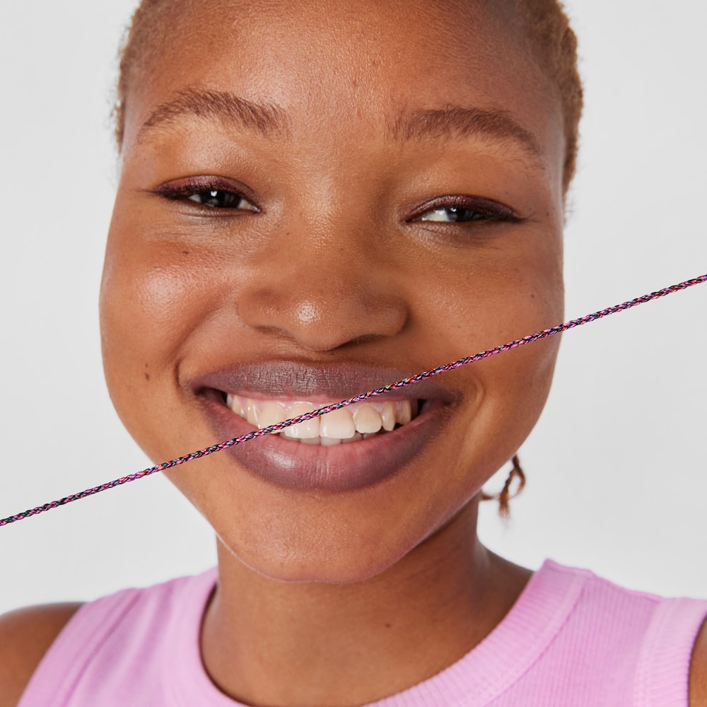 Pink and red braided thread Necklace with silver vermeil clasp Efecttous