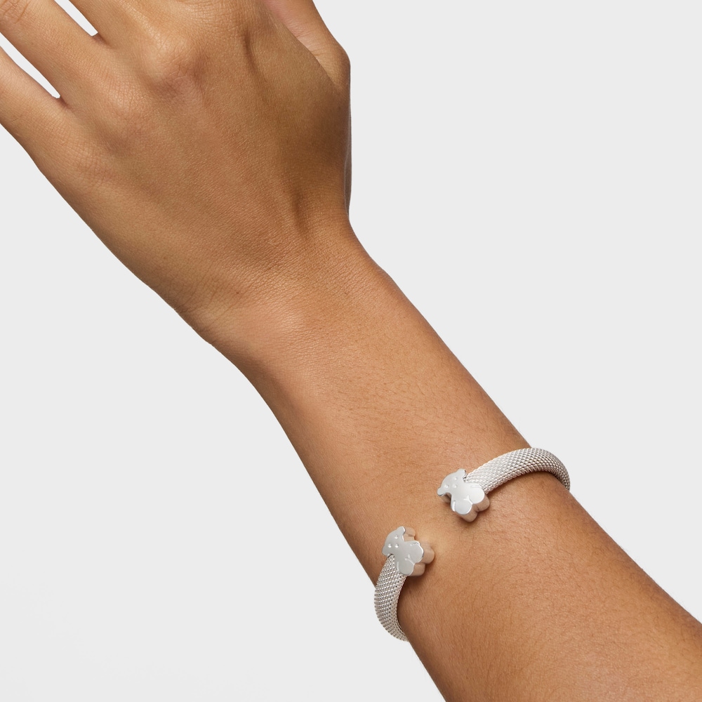 Silver Bangle TOUS Mesh Bear motifs 0,7x0,4cm