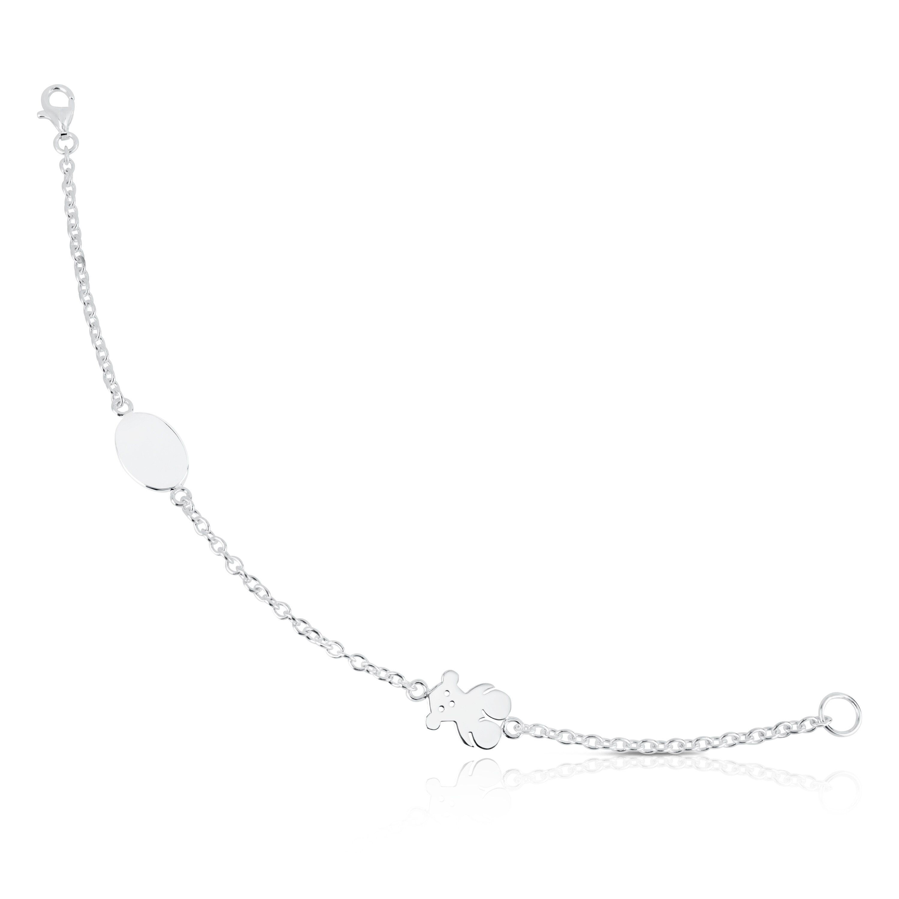 Silver TOUS Bear Bracelet Oval and Bear motifs