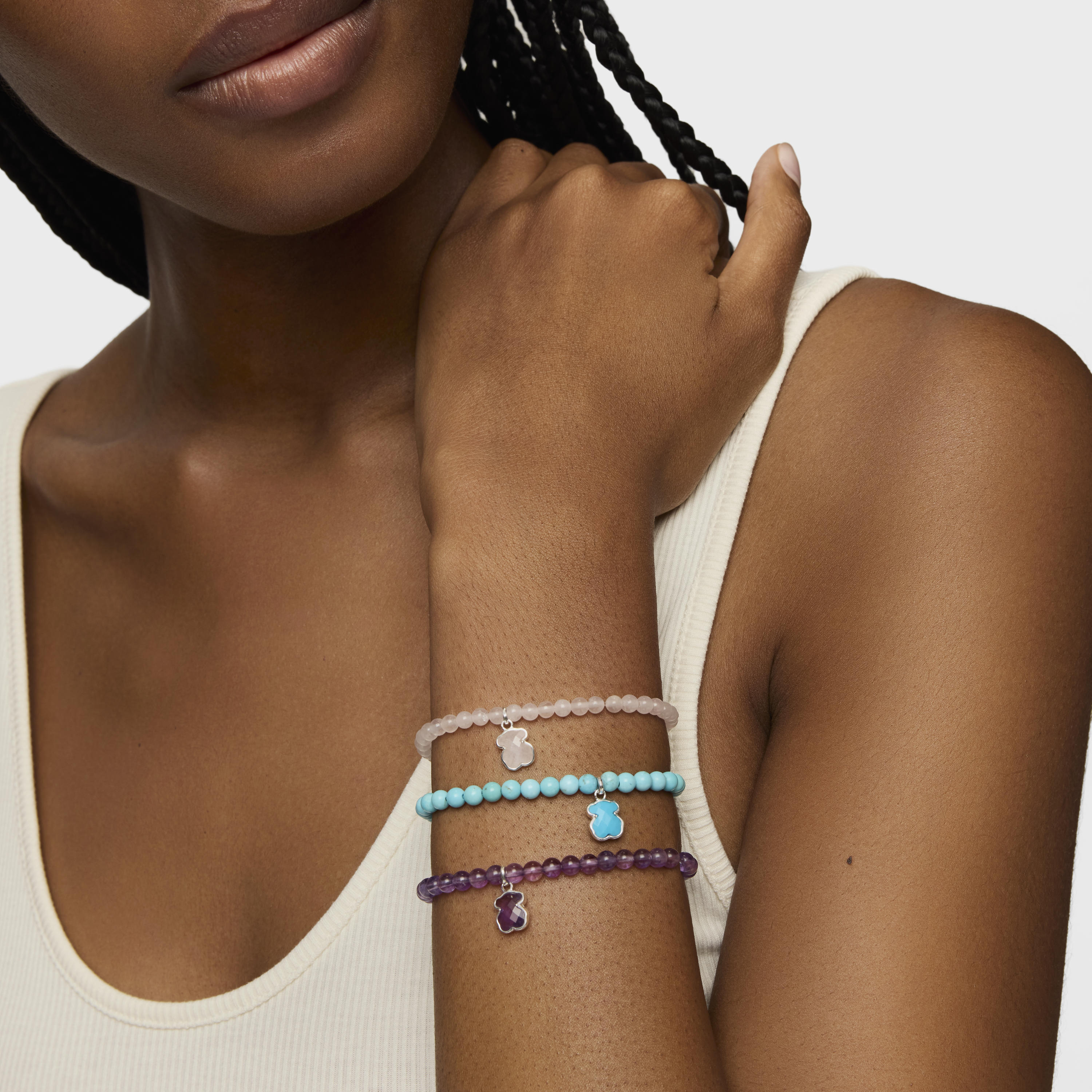 Silver and dyed magnesite TOUS Icon Color bracelet