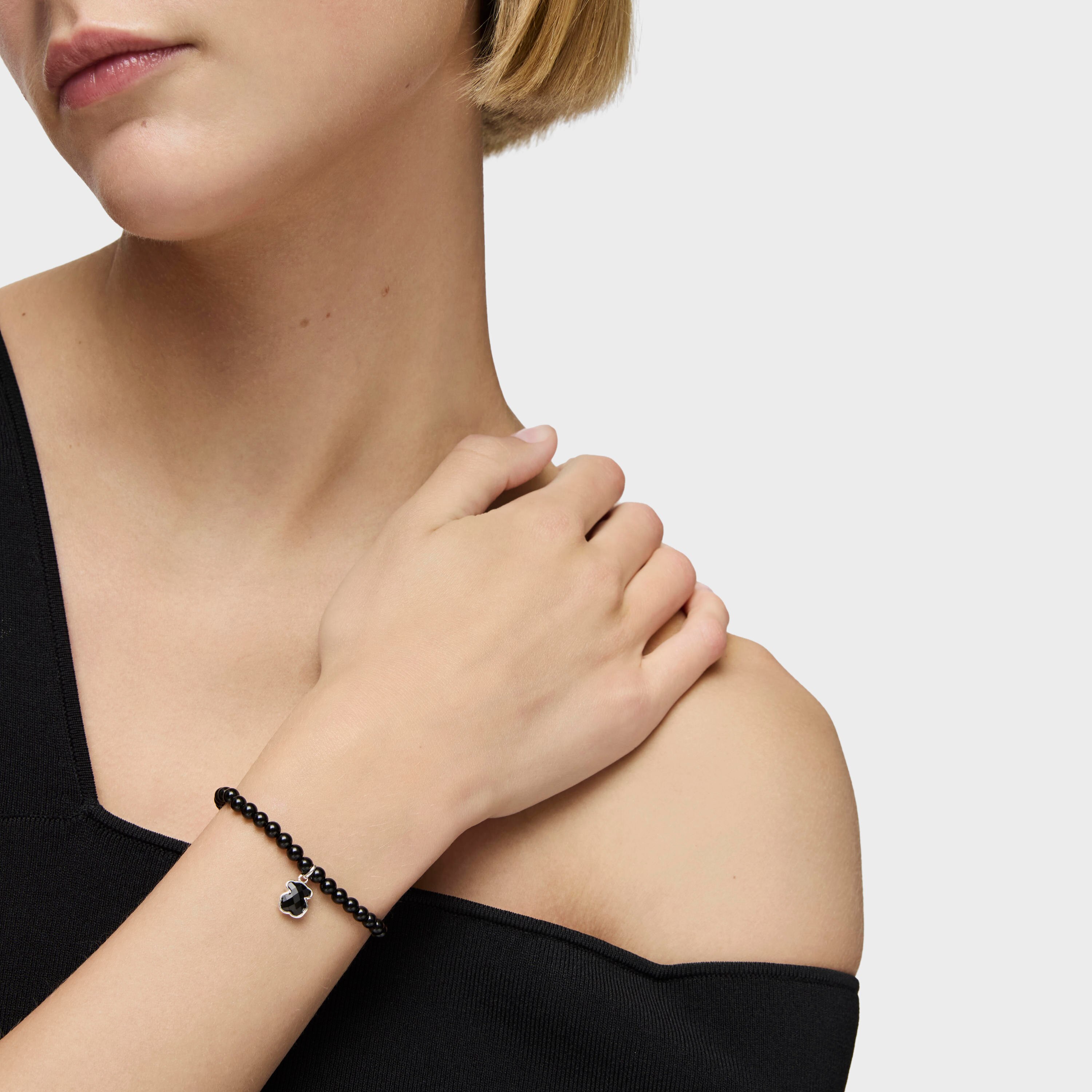 Silver and onyx TOUS Icon Color bracelet