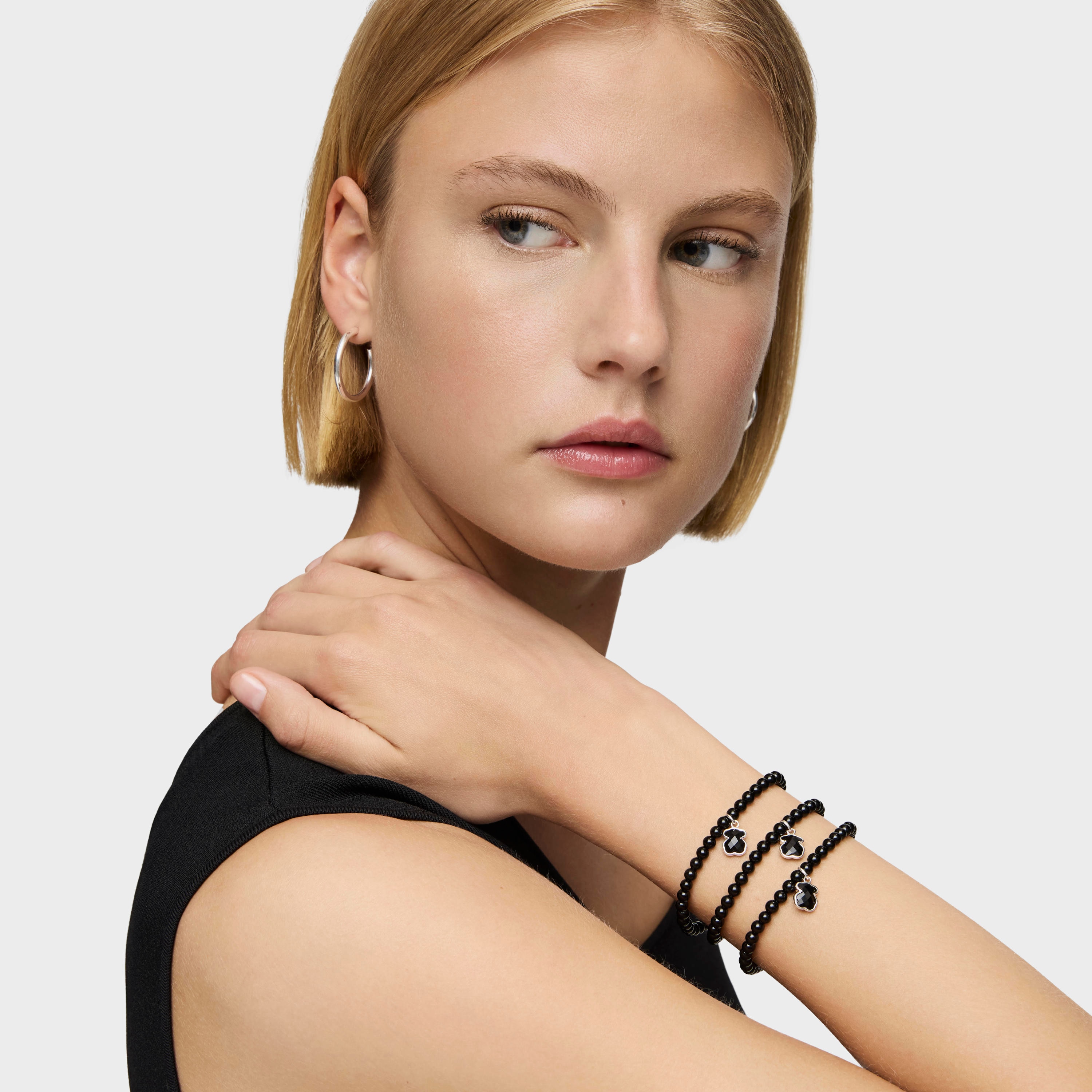 Silver and onyx TOUS Icon Color bracelet